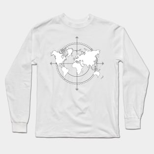 world map compass Long Sleeve T-Shirt